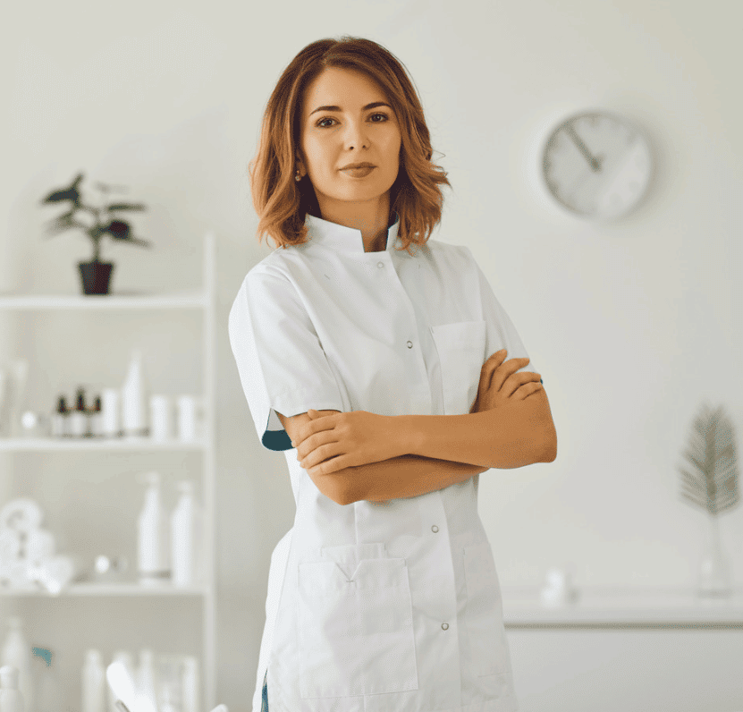 Administrator standing in a beauty clinic.