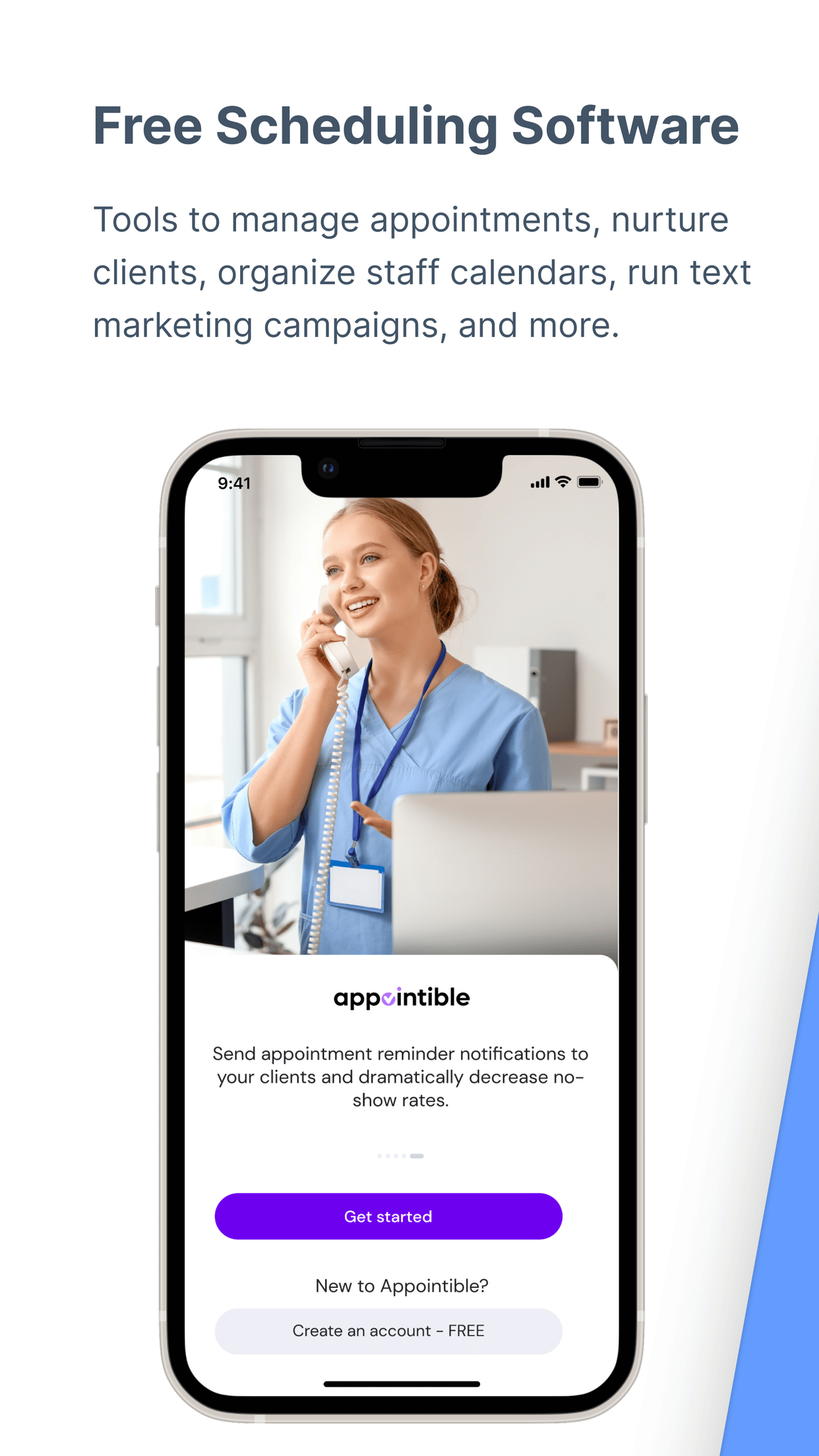 Appointible demo with login. Phone screen with login.