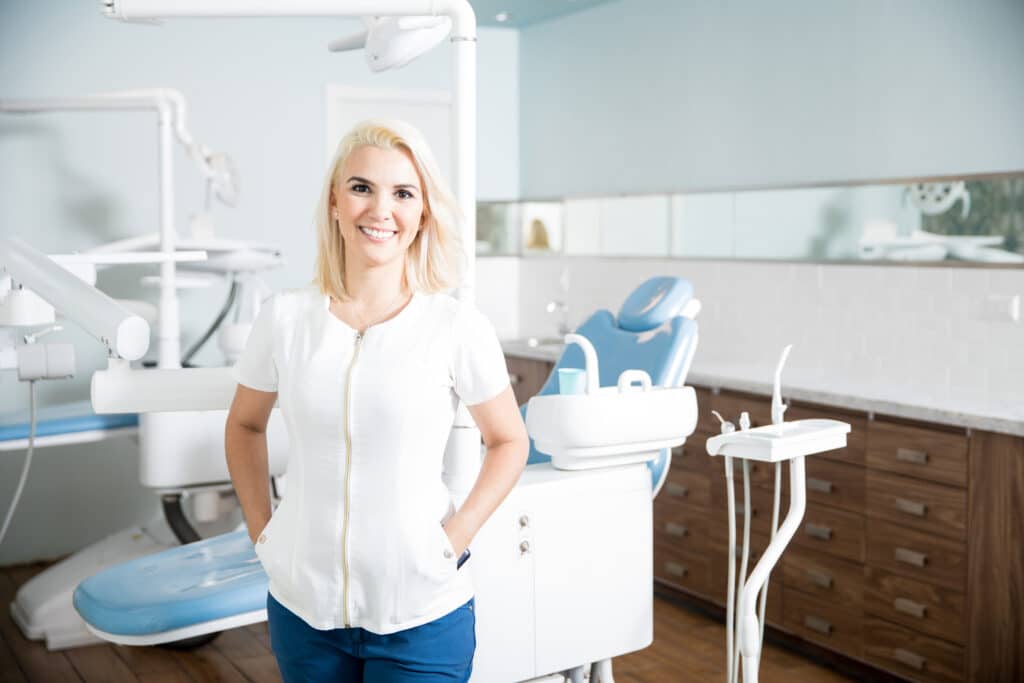 dentist and business owner in her own clinic