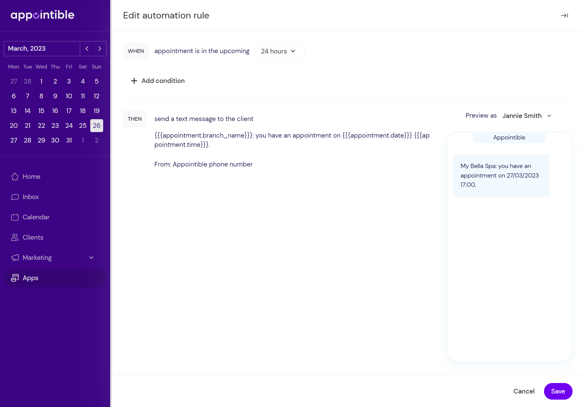 app client reminders edit