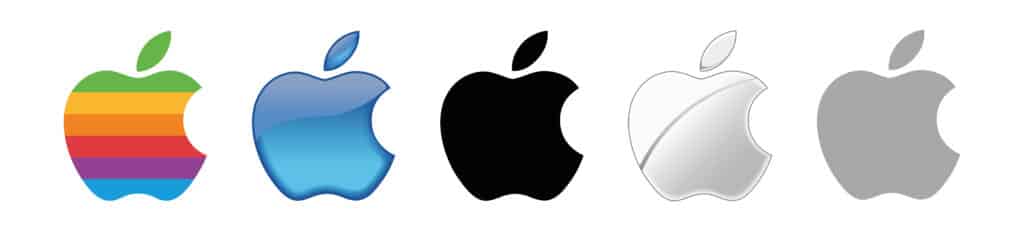 apple logo in different colors