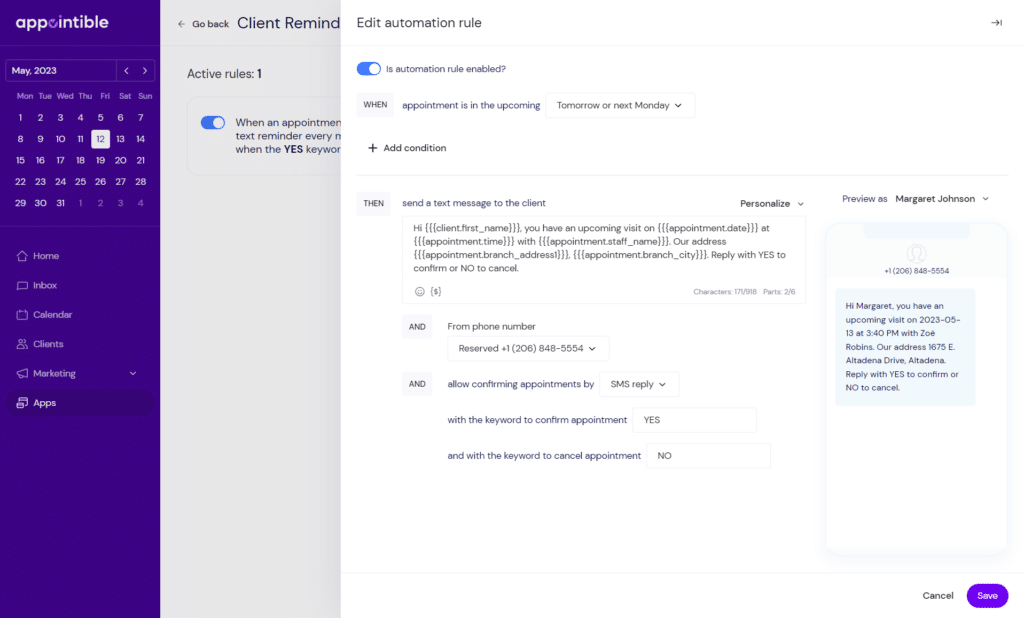 appointible apps client reminders edit