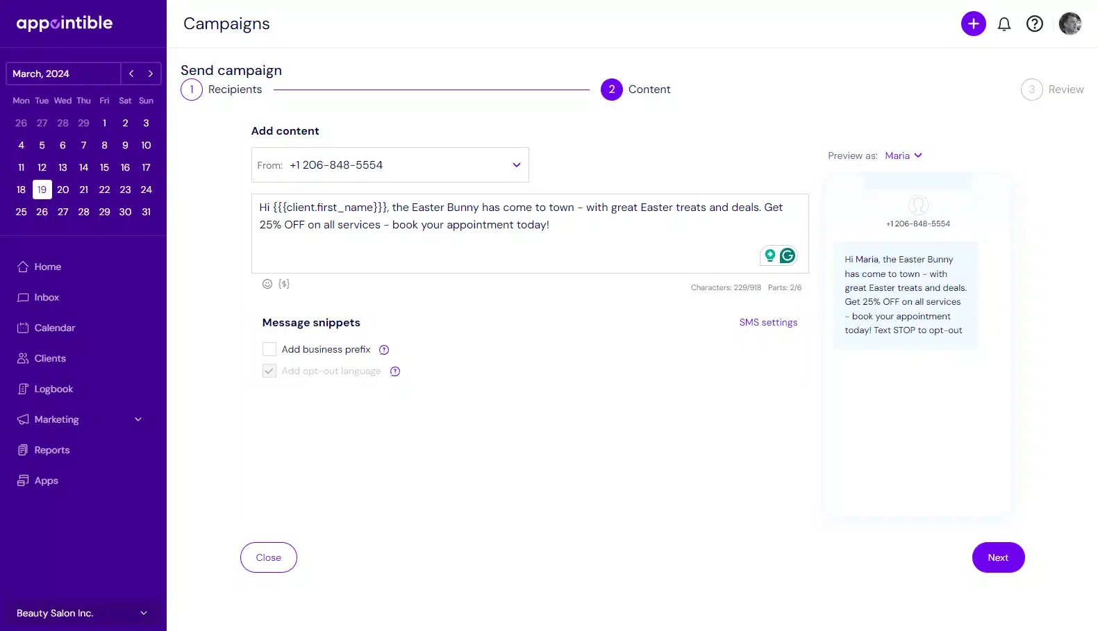 Send SMS campaigns in bulk.