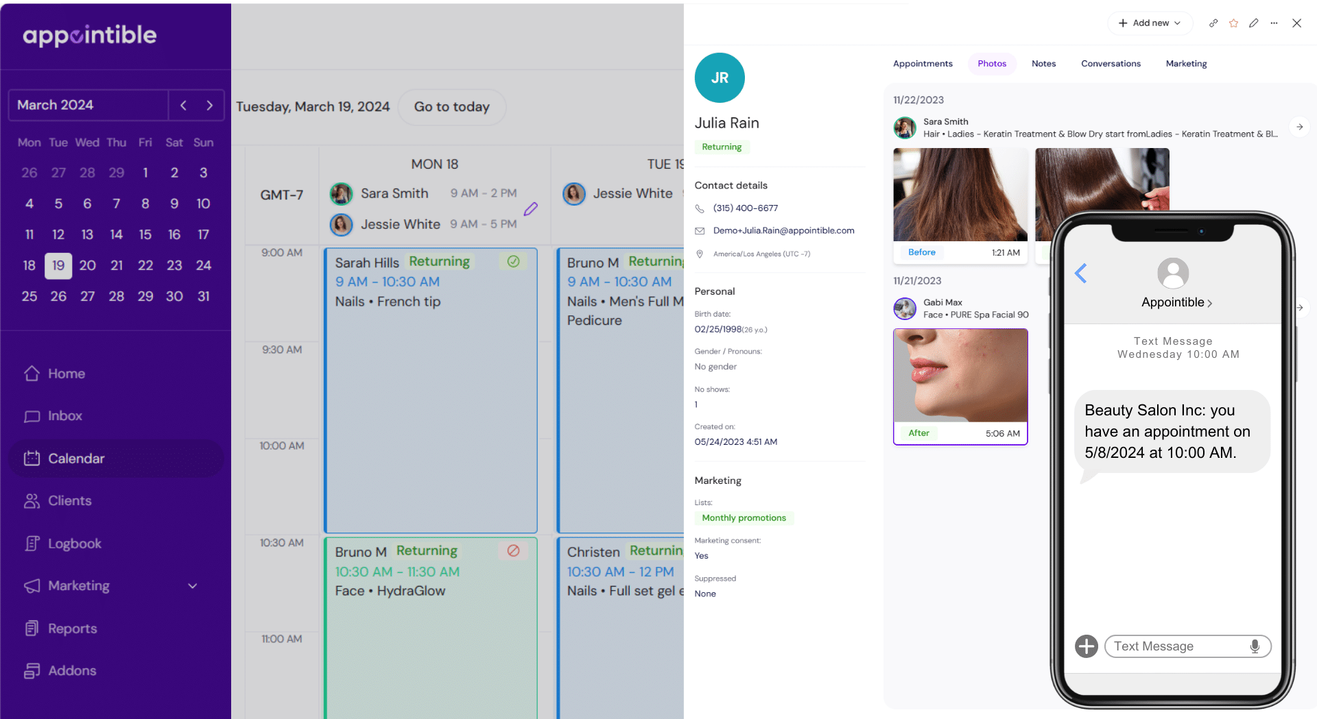 Appointible reminder message screenshot