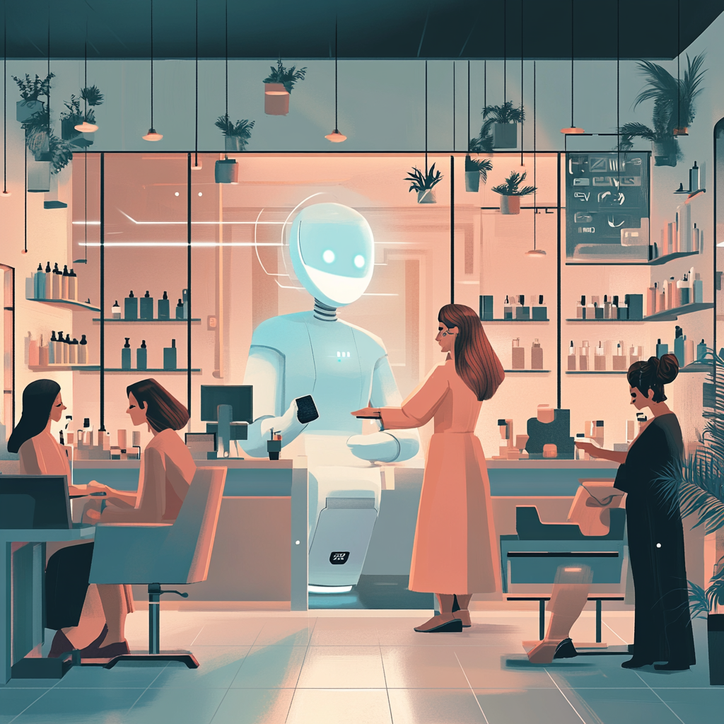 a cozy salon on a busy afternoon